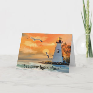Lighthouse Sunset Christian Encouragement Card