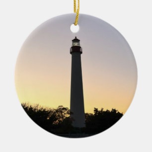 Lighthouse Sunset Photo Ornaments