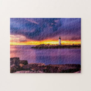 Lighthouse & Sunset Photo Puzzle with Gift Box