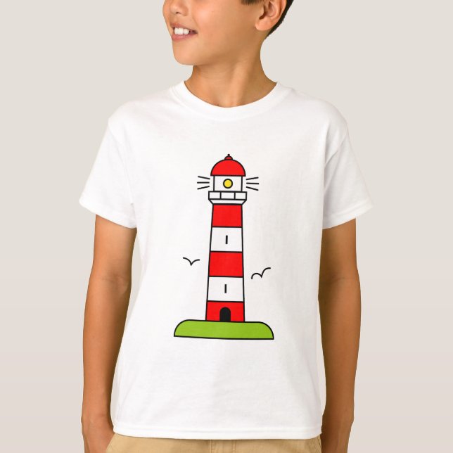 Lighthouse t shirt for kids | Nautical beach theme (Front)
