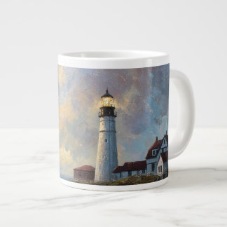 Lighthouse Textured Oil Painting Large Coffee Mug