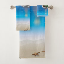 Lighthouse themed bathroom towel set