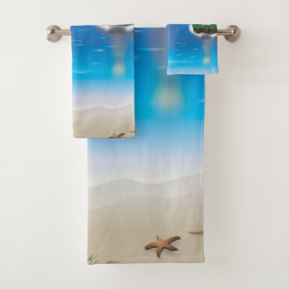 Lighthouse themed bathroom towel set