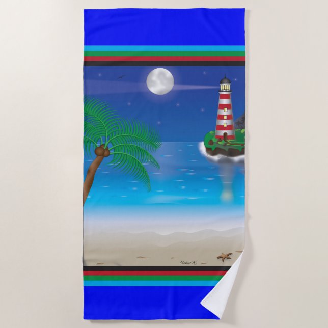 Lighthouse Themed Beach Towel (Front)