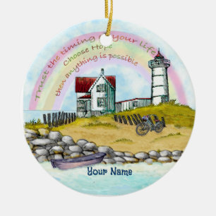 Lighthouse Trust the Timing Ceramic Ornament