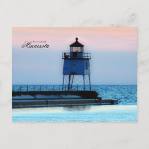 Lighthouse two Harbours Minnesota Postcard