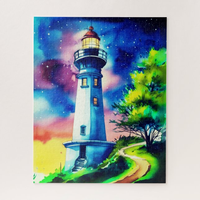 Lighthouse Under a Starry Sky Jigsaw Puzzle (Vertical)