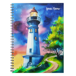 Lighthouse Under a Starry Sky Notebook