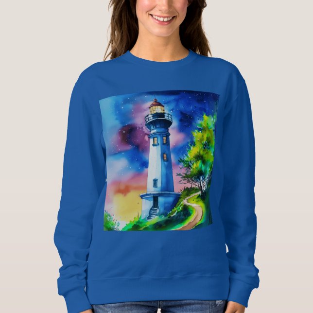 Lighthouse Under a Starry Sky Sweatshirt (Front)