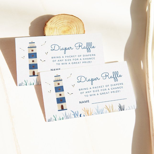 Lighthouse Under The Sea Baby Shower Diaper  Enclosure Card (Creator Uploaded)
