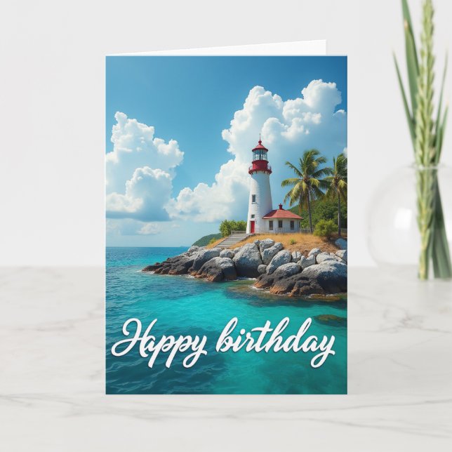 Lighthouse View Birthday Card (Front)