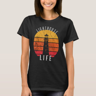 Lighthouse Vintage Sunset Seaside Life Sailing Se T-Shirt