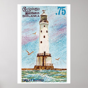 Lighthouse Wall Art Vintage Sri Lanka Postage