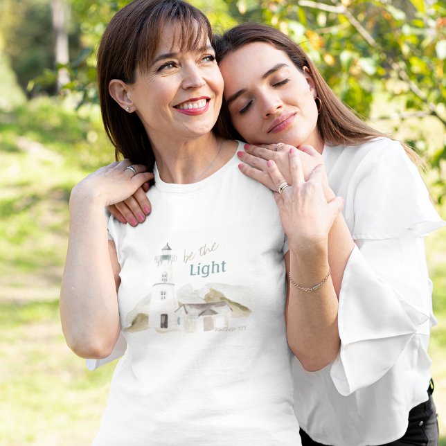Lighthouse Watercolor "Be the Light" Bible Verse T-Shirt (Creator Uploaded)