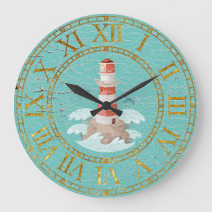 Lighthouse Weathered Finish Personalise Large Clock