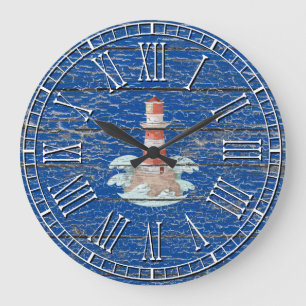 Lighthouse Weathered Finish Personalise Large Clock