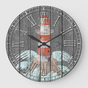 Lighthouse Weathered Pine Large Clock