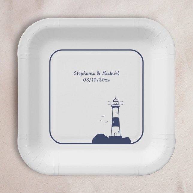 Lighthouse Wedding  Paper Plate (Lighthouse Wedding Paper Plates)