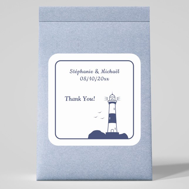 Lighthouse Wedding  Square Sticker (Lighthouse Wedding Sticker)