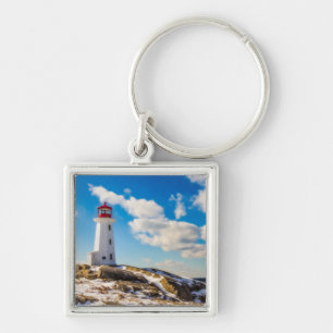 Lighthouse   Winter In Peggy'S Cove, Nova Scotia Key Ring