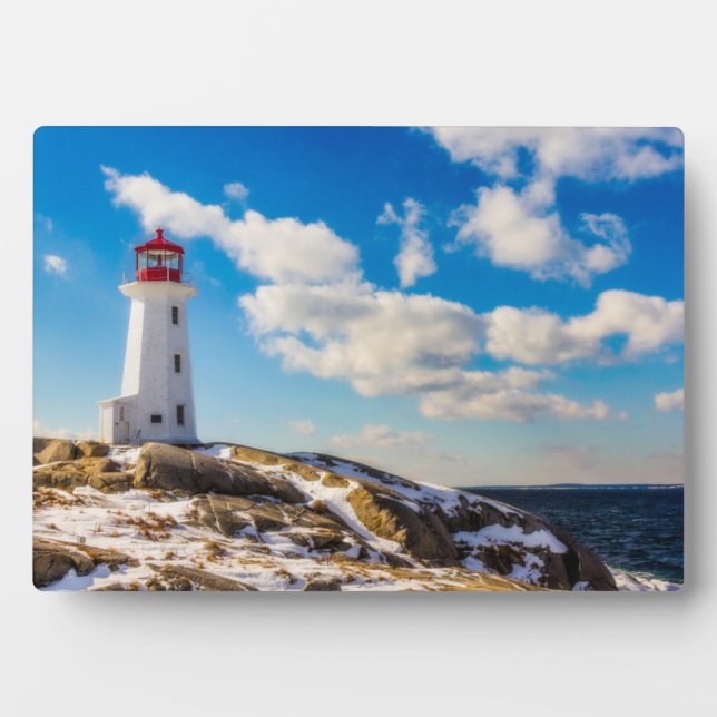 Lighthouse | Winter In Peggy'S Cove, Nova Scotia Plaque (Front)