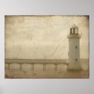 Lighthouse With Texture Poster