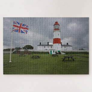 Lighthouse with the British Flag Jigsaw Puzzle