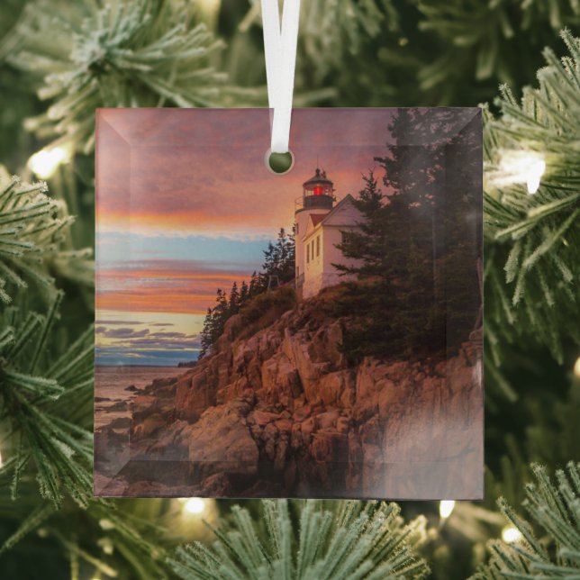 Lighthouses | Acadia National Park Maine Glass Tree Decoration (Insitu)