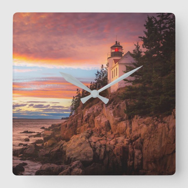 Lighthouses | Acadia National Park Maine Square Wall Clock (Front)
