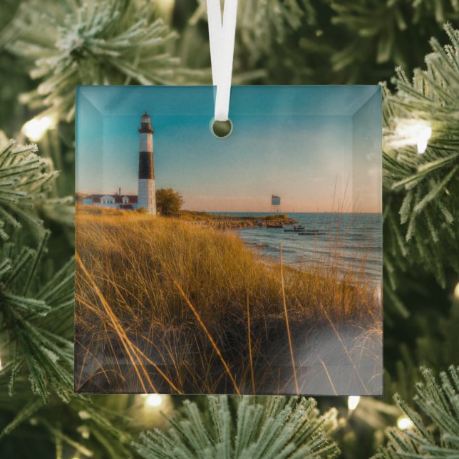 Lighthouses | Big Sable Lighthouse Ludington, MI Glass Tree Decoration (Insitu)