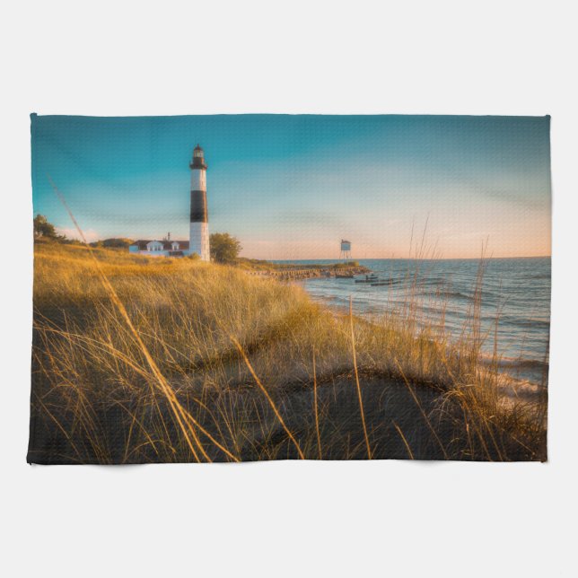 Lighthouses | Big Sable Lighthouse Ludington, MI Tea Towel (Horizontal)
