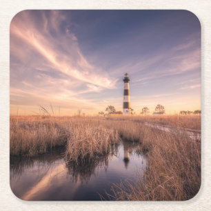 Lighthouses Bodie Island Outerbanks NC Square Paper Coaster