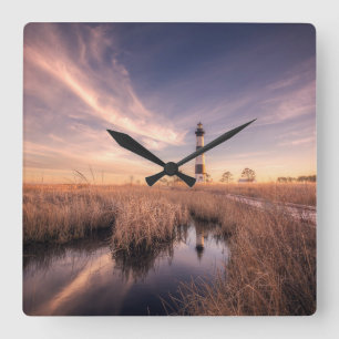 Lighthouses Bodie Island Outerbanks NC Square Wall Clock