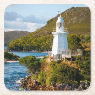 Lighthouses Bonnet Island Lighthouse Square Paper Coaster