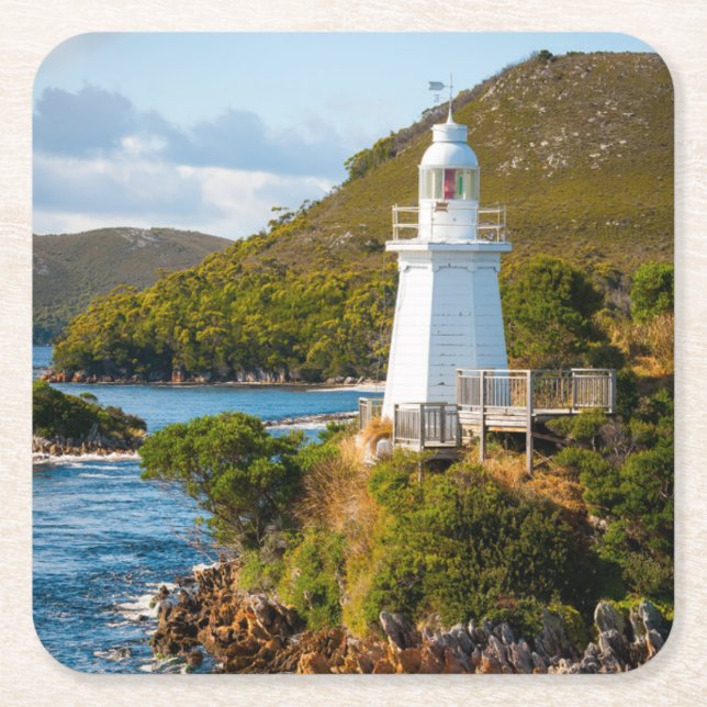 Lighthouses | Bonnet Island Lighthouse Square Paper Coaster (Front)