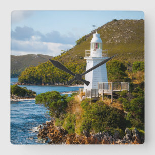 Lighthouses   Bonnet Island Lighthouse Square Wall Clock
