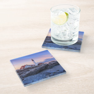 Lighthouses Cape Elizabeth, Maine Glass Coaster