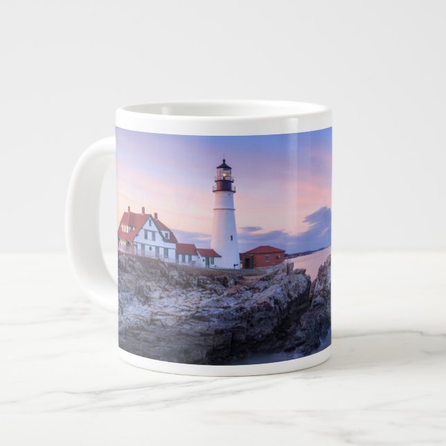 Lighthouses | Cape Elizabeth, Maine Large Coffee Mug (Front Left)