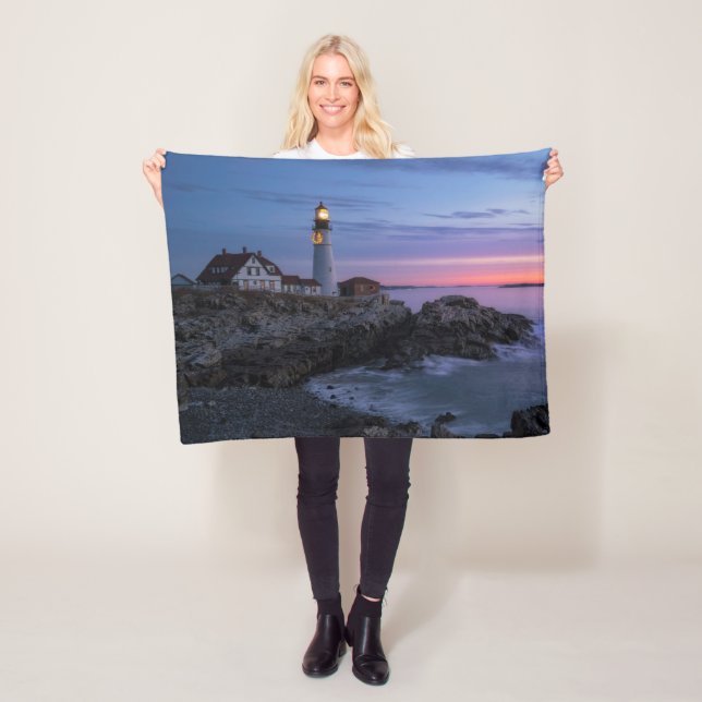Lighthouses | Cape Elizabeth Maine Lighthouse Fleece Blanket (In Situ)
