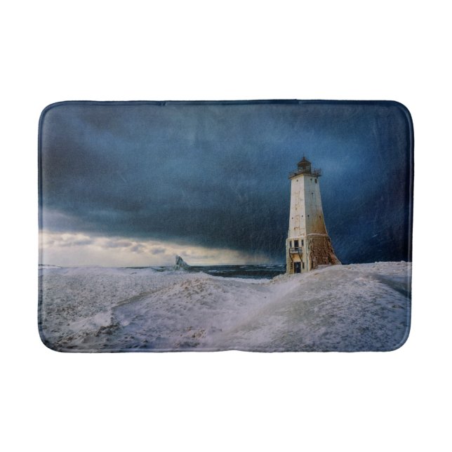 Lighthouses | Frankfort Lighthouse Lake Michigan Bath Mat (Front)
