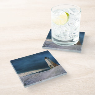 Lighthouses Frankfort Lighthouse Lake Michigan Glass Coaster