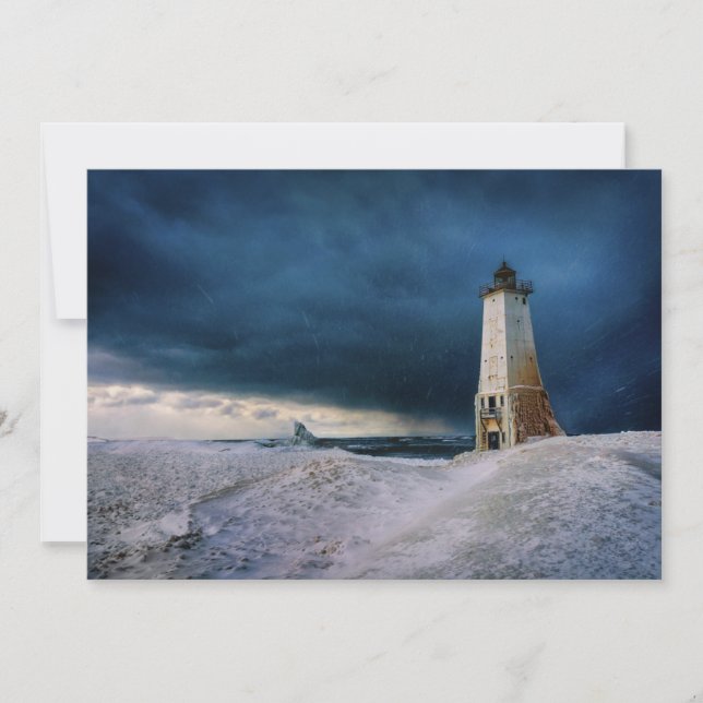 Lighthouses | Frankfort Lighthouse Lake Michigan Thank You Card (Front)