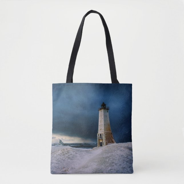 Lighthouses | Frankfort Lighthouse Lake Michigan Tote Bag (Front)