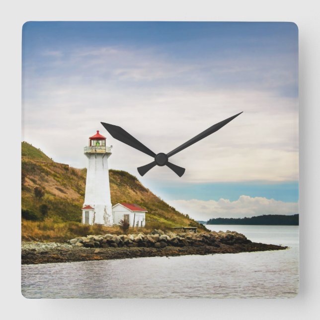 Lighthouses | Georges Island Lighthouse Square Wall Clock (Front)