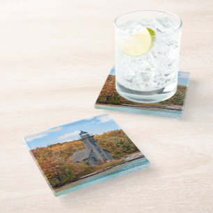 Lighthouses Grand Island East Channel Light Glass Coaster