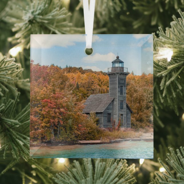 Lighthouses | Grand Island East Channel Light Glass Tree Decoration (Insitu)