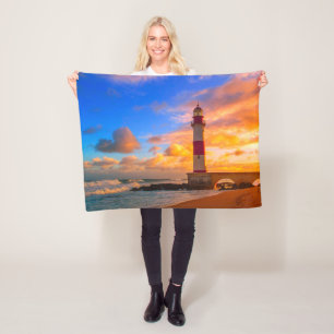 Lighthouses   Itapuã Brazil Lighthouse Fleece Blanket
