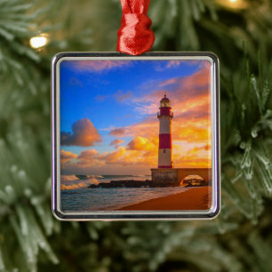 Lighthouses   Itapuã Brazil Lighthouse Metal Ornament