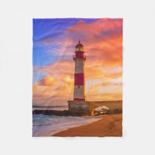 Lighthouses Itapuã Lighthouse Bahia Brazil Fleece Blanket