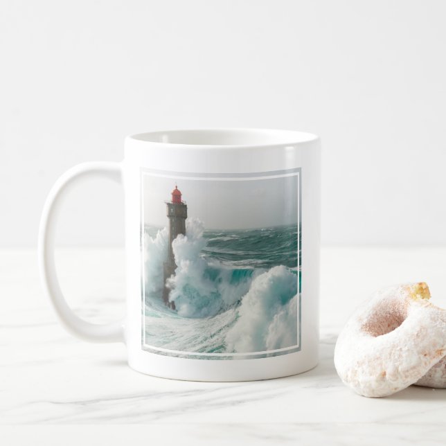 Lighthouses | Jument Lighthouse Ouessant France Coffee Mug (With Donut)